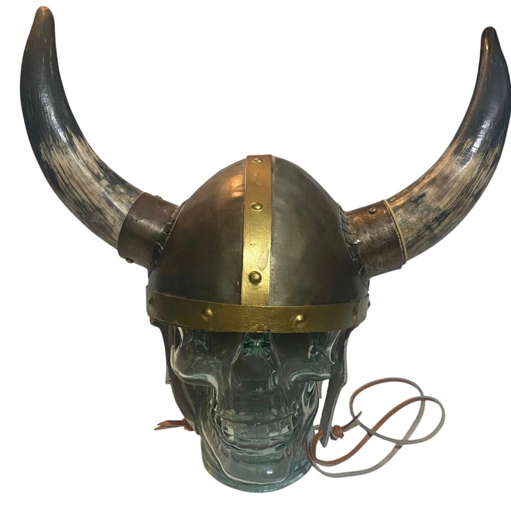 Hapadaca Enterprises Hand Made Viking Helmet Replica Steel and Real Horns